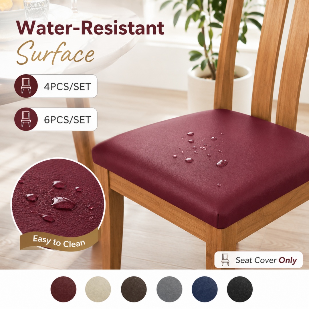 Office Tech Chair - 4/6 adet Streç Suni Deri Yemek