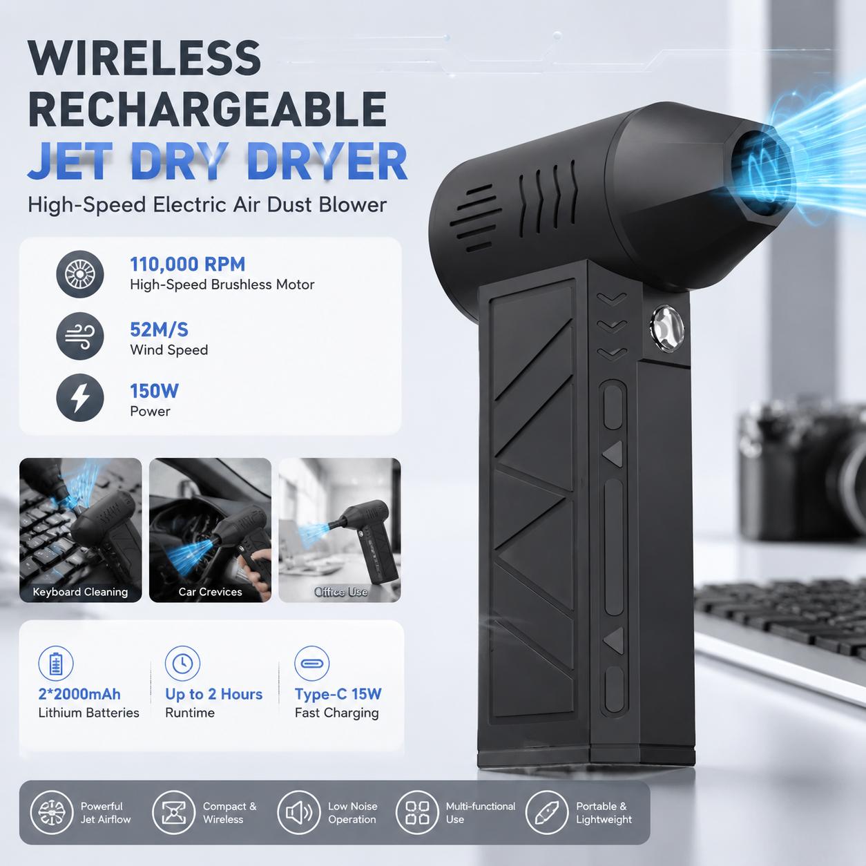 110000 RPM Elektrikli Hava Üfl - Office Work Tech incelemesi ve fiyatı